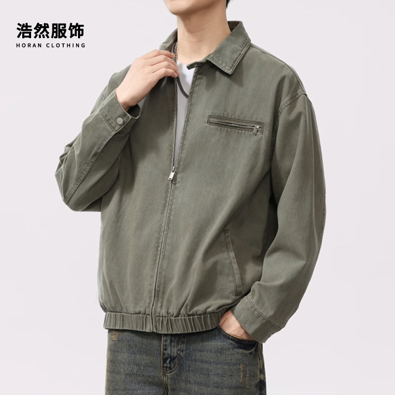 【浩然服饰】美式复古水洗底特律工装夹克男2025秋冬季宽松纯棉外套