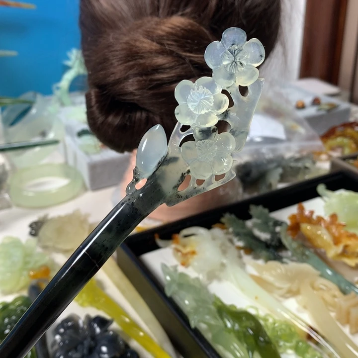 未镶嵌蛇纹石玉发簪༄****