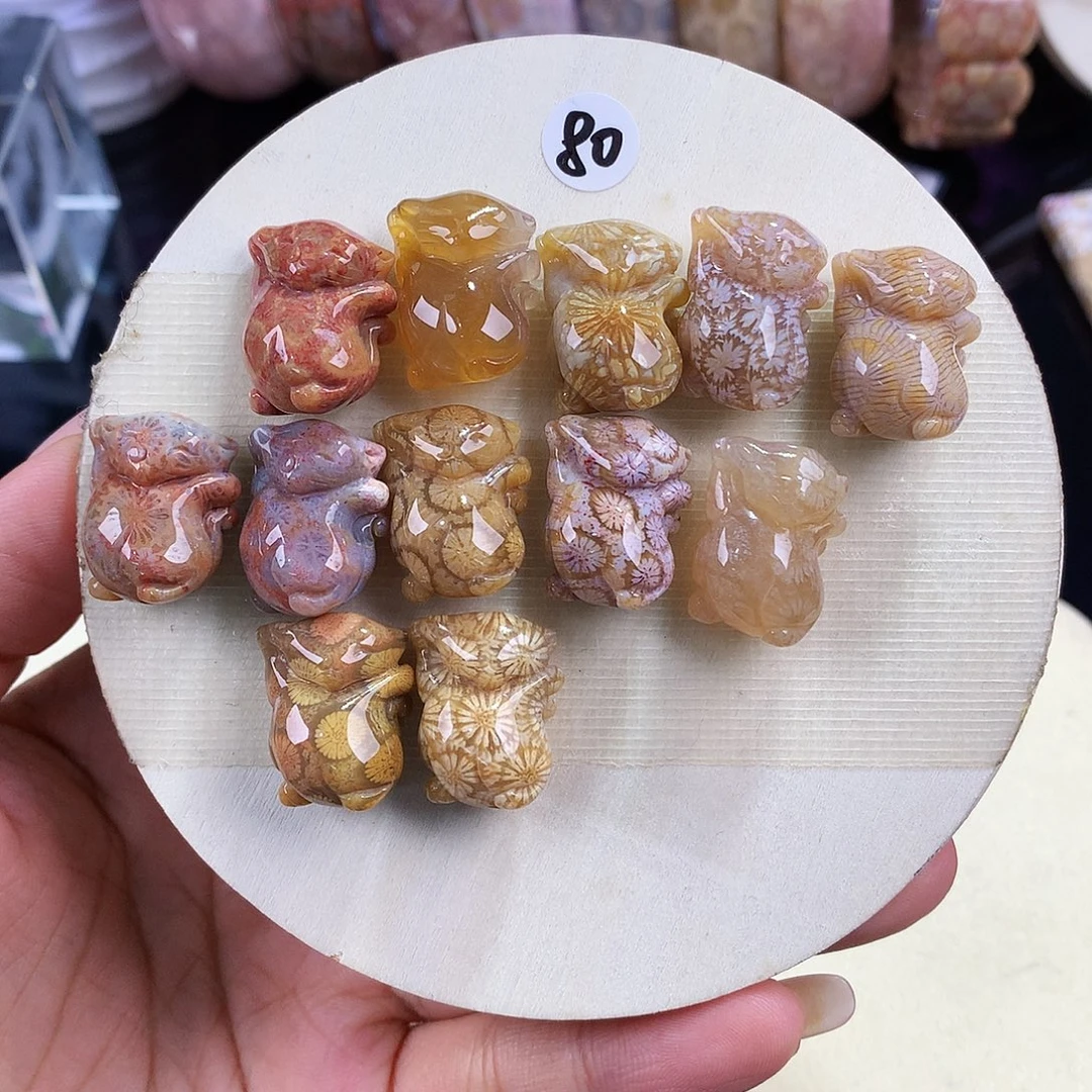 硅化珊瑚（珊瑚玉）未镶嵌吊坠(赠链)（55号扭胯猫80米一个可挑