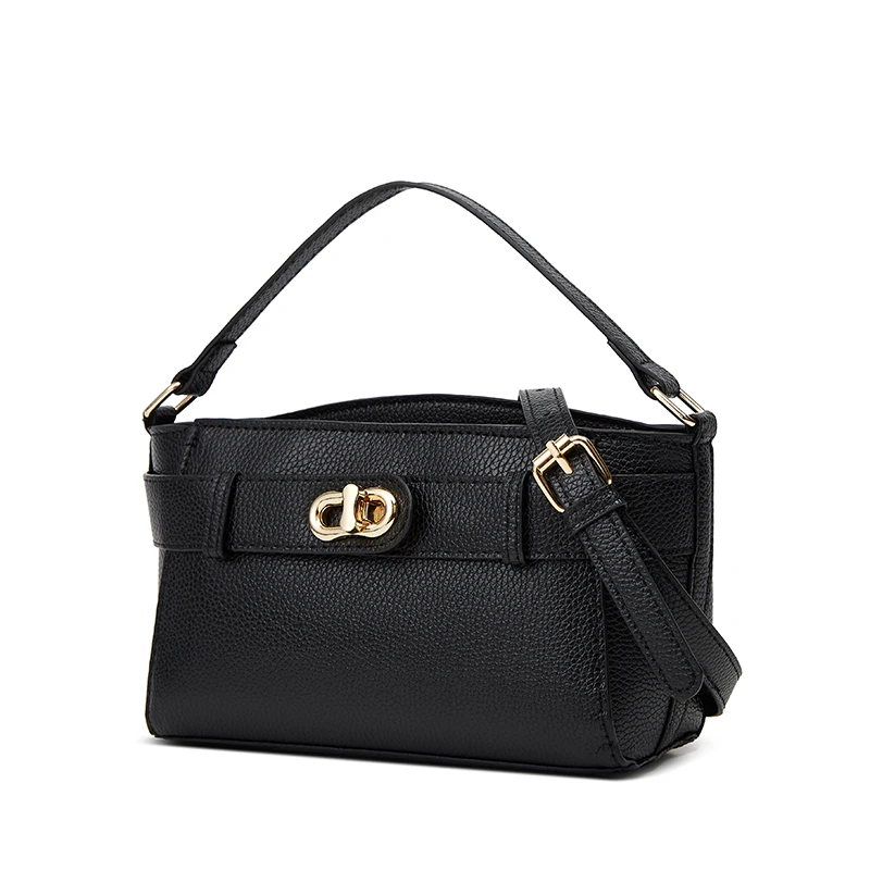 专柜同款高级感简约时尚小香风手提凯莉包荔枝纹百搭单肩斜挎女包