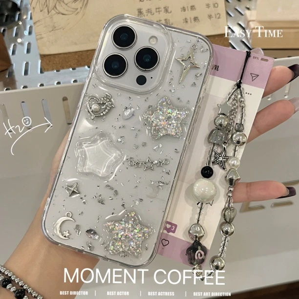 甜酷立体星星适用苹果16手机壳华为软壳小米滴胶vivo保护套oppo女