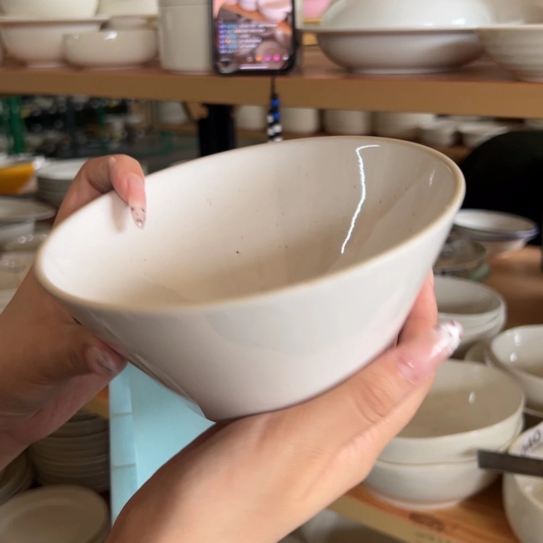 新骨瓷042微瑕灰调芝麻点点6.25寸 直口碗