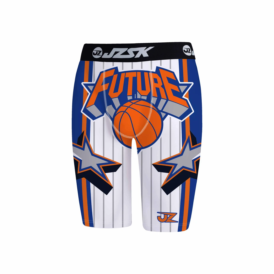 【JZ尼克斯配色五分紧身裤2.0】美式运动篮球高弹速干满印训练底裤