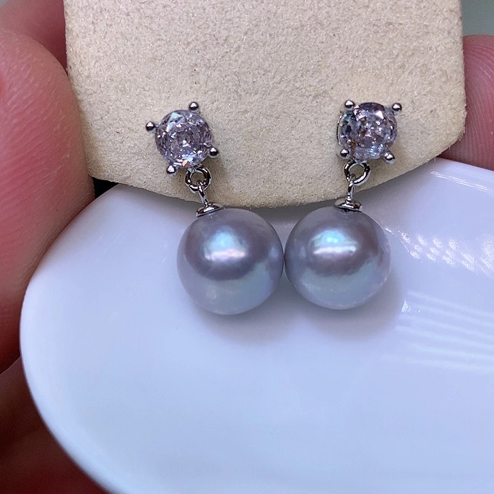 银S925镶嵌耳饰淡水珍珠