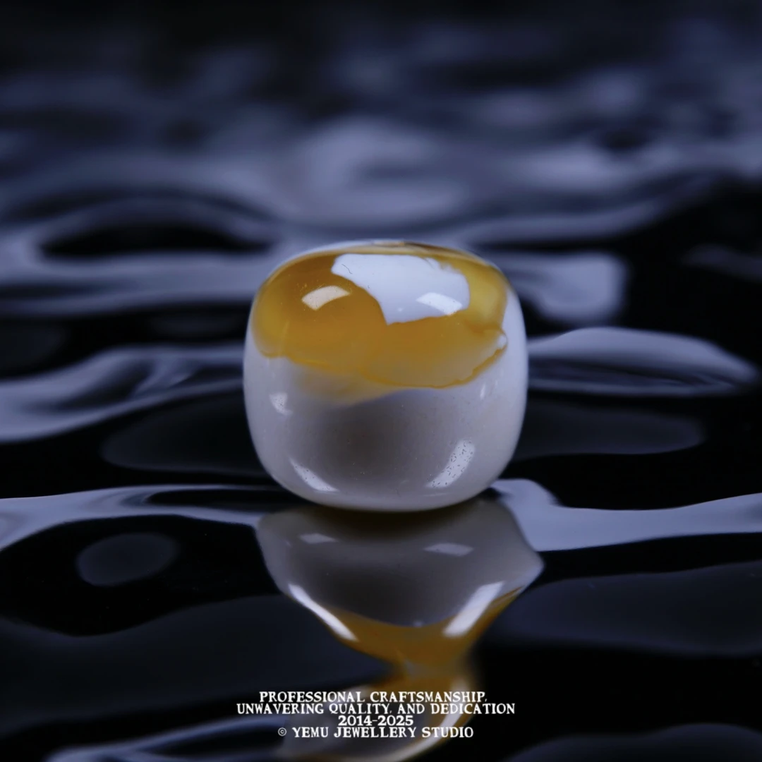 Y3（14.1mm)14毫米金漆白溶洞老型 一物一拍 天然俄料琥珀蜜蜡