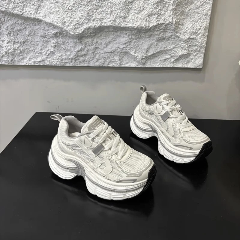 超软厚底老爹鞋女2025春夏新款小个子增高薄网透气百搭休闲运动鞋