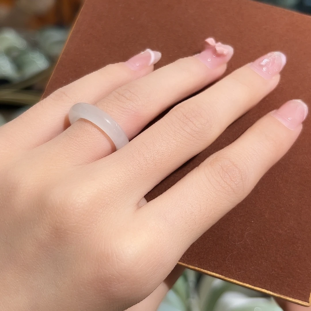 和田玉戒指未镶嵌高冰白戒圈