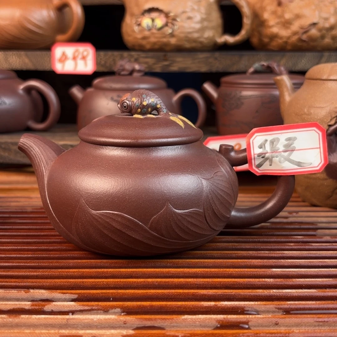 原矿老紫泥鸿运当头无底款紫砂壶220cc