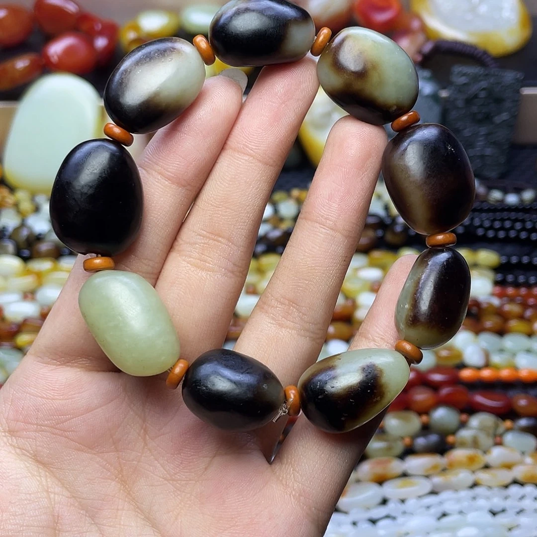 叉***球和田玉未镶嵌手串