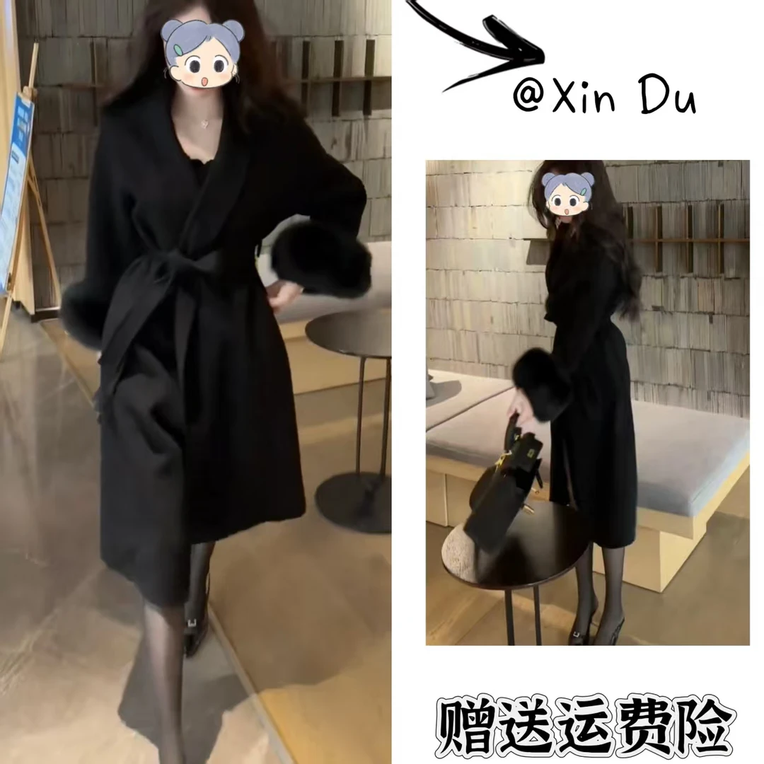 2025秋冬季新款时尚显瘦气质女士网红洋气风衣百搭款D24156