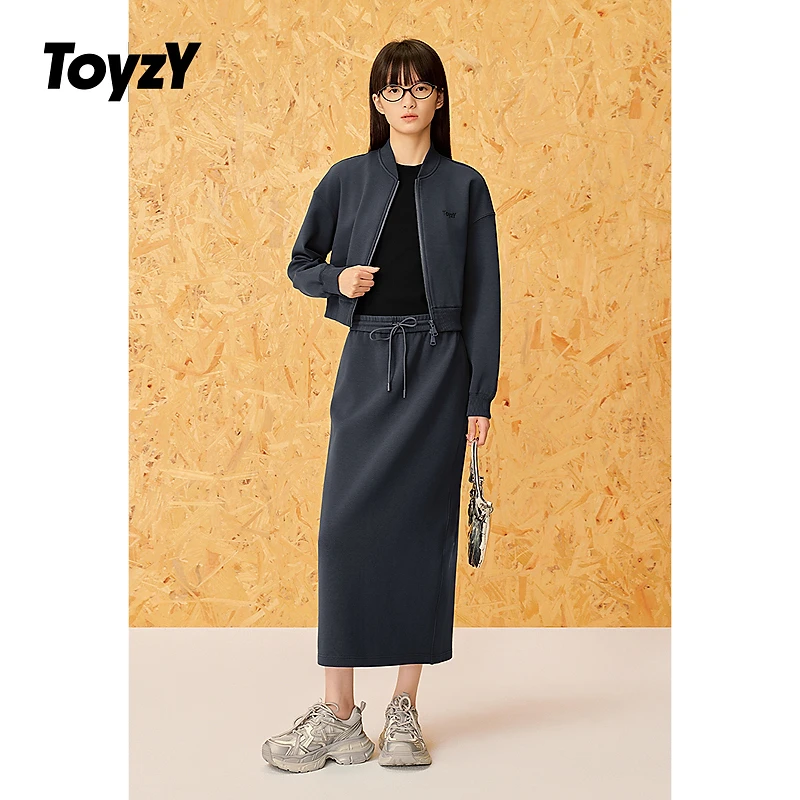 ToyzY25春新款珠地棉潮流休闲截短棒球服外套女ZC35110160