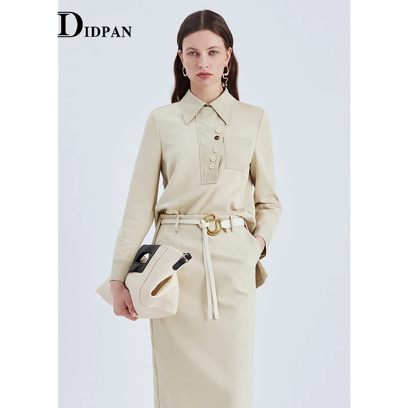 IDPANIDPAN小香风气质长袖白色针织时尚通勤秋季上衣D3F1S25028