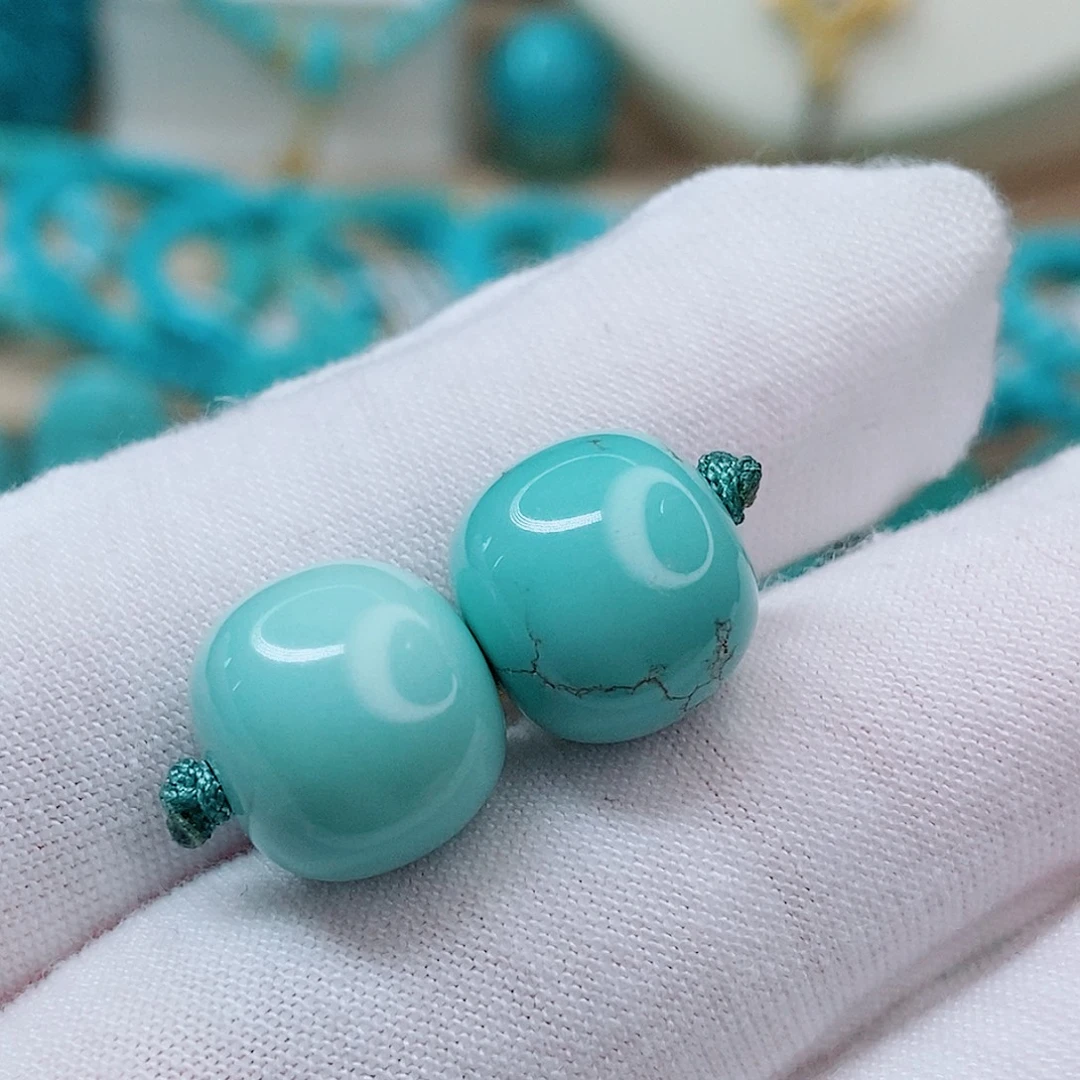 未镶嵌绿松石高瓷绿老型腰珠