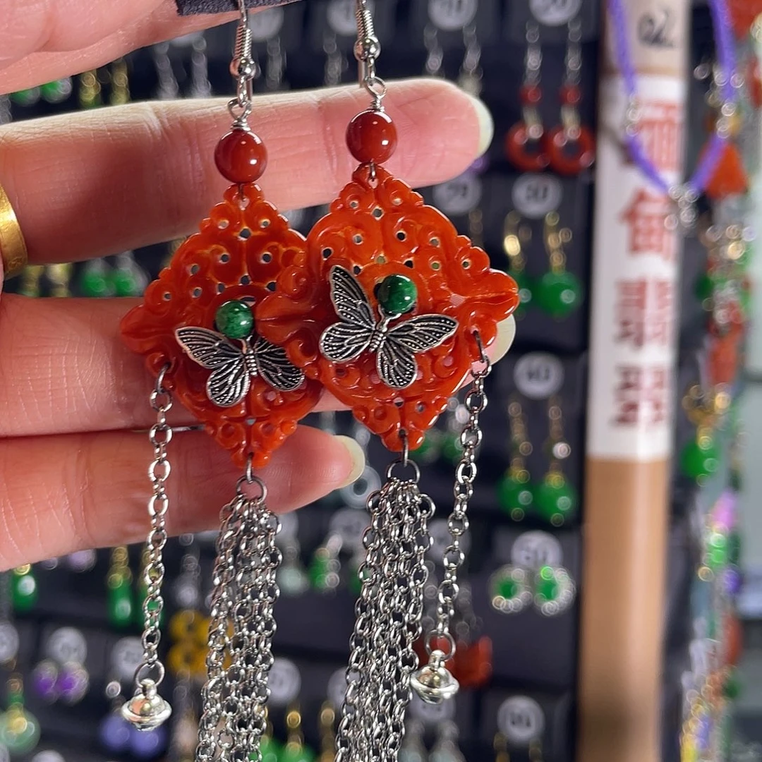 翡翠银S925镶嵌耳饰178