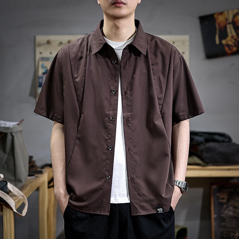 aoyu/遨宇2025新款休闲薄款透气工装短袖衬衫男夏季宽松半袖衬衣