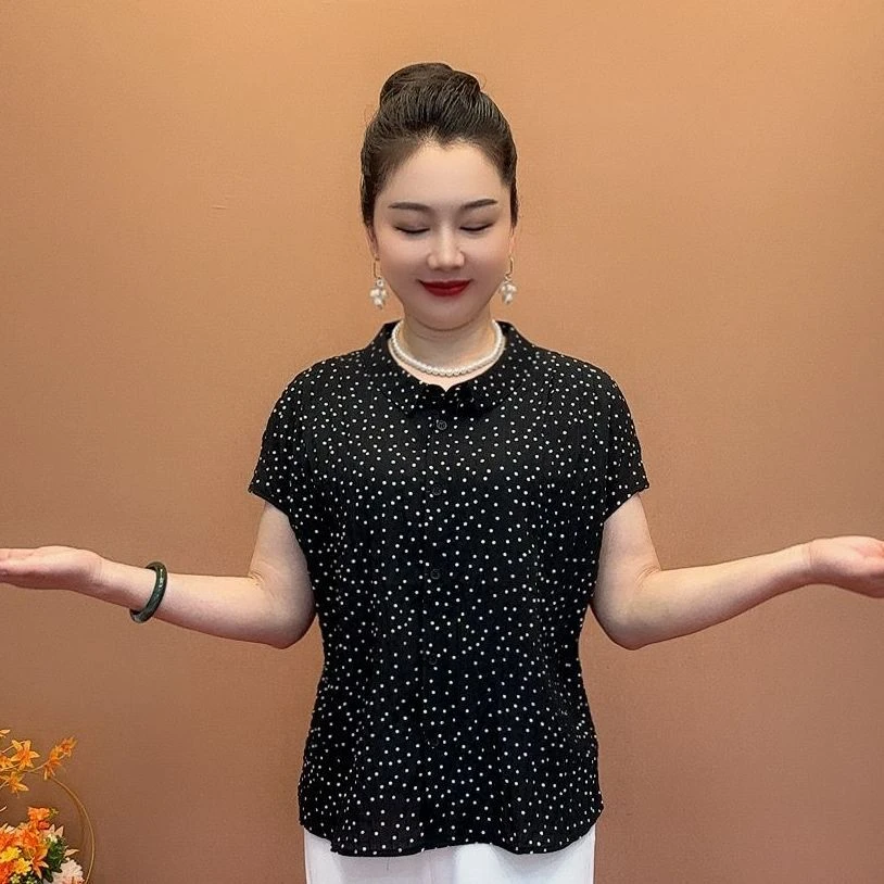 时尚碎花短袖夏季新款休闲上衣洋气减龄女士衬衫