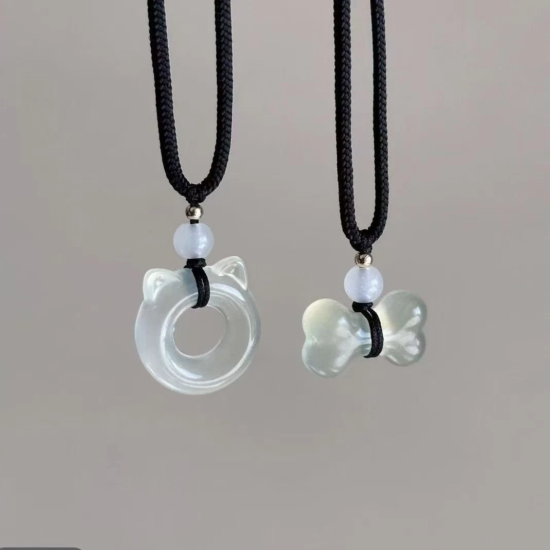 非金属玻璃吊坠 小猫猫项链骨头精美可爱吊坠项链情侣礼物送闺蜜