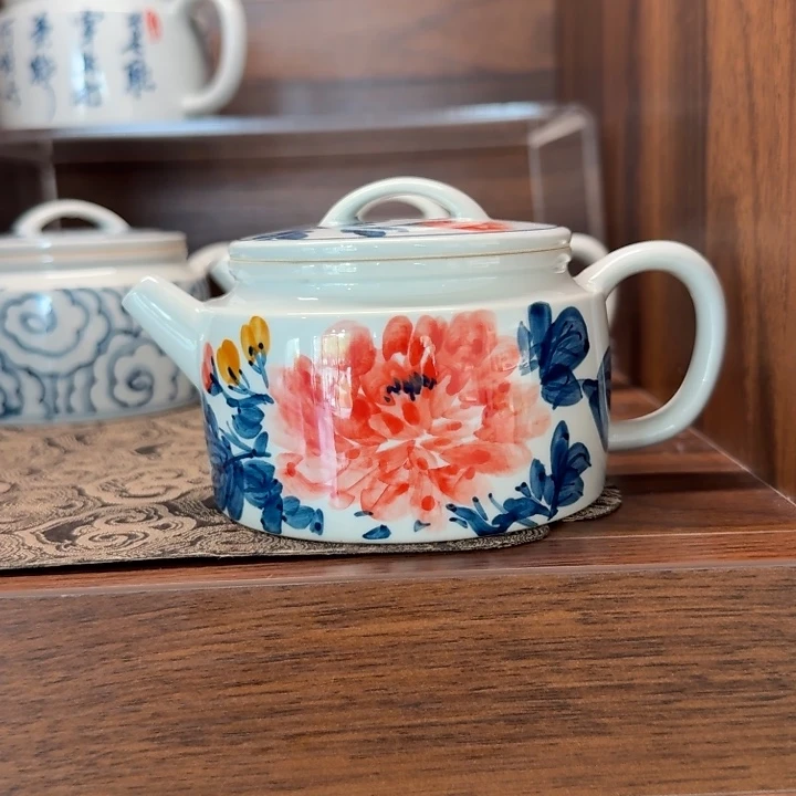 釉下手绘茶具微瑕