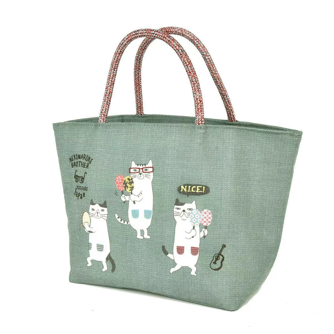 <饭盒保温包>刺绣便当饭盒包锡箔内里手提休闲百搭19.5*21*12