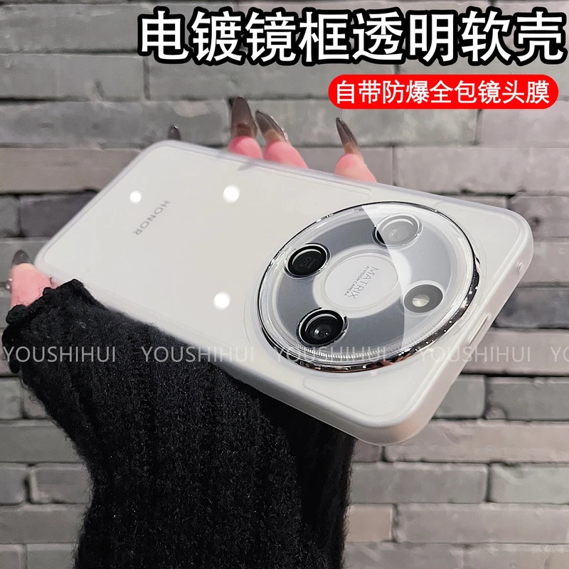 金属镜框适用荣耀X70/X60Pro手机壳全包简约透明防摔软壳超薄保护