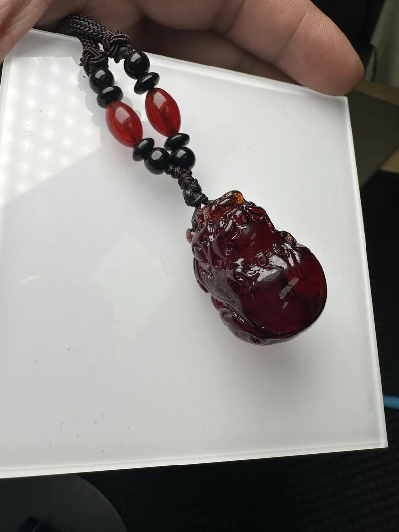 血丝珀貔貅精美吊坠-396