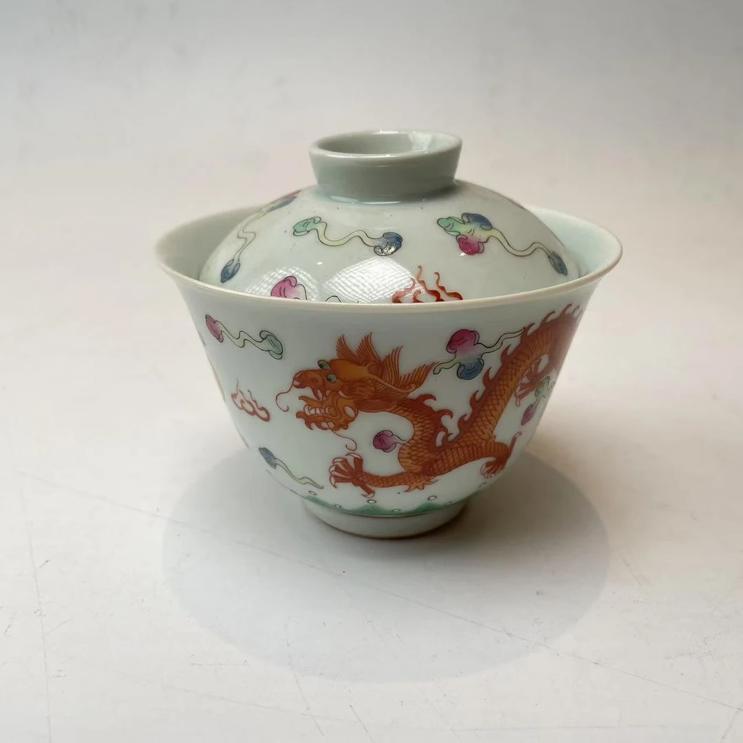 矾红龙盖碗BY04X0117