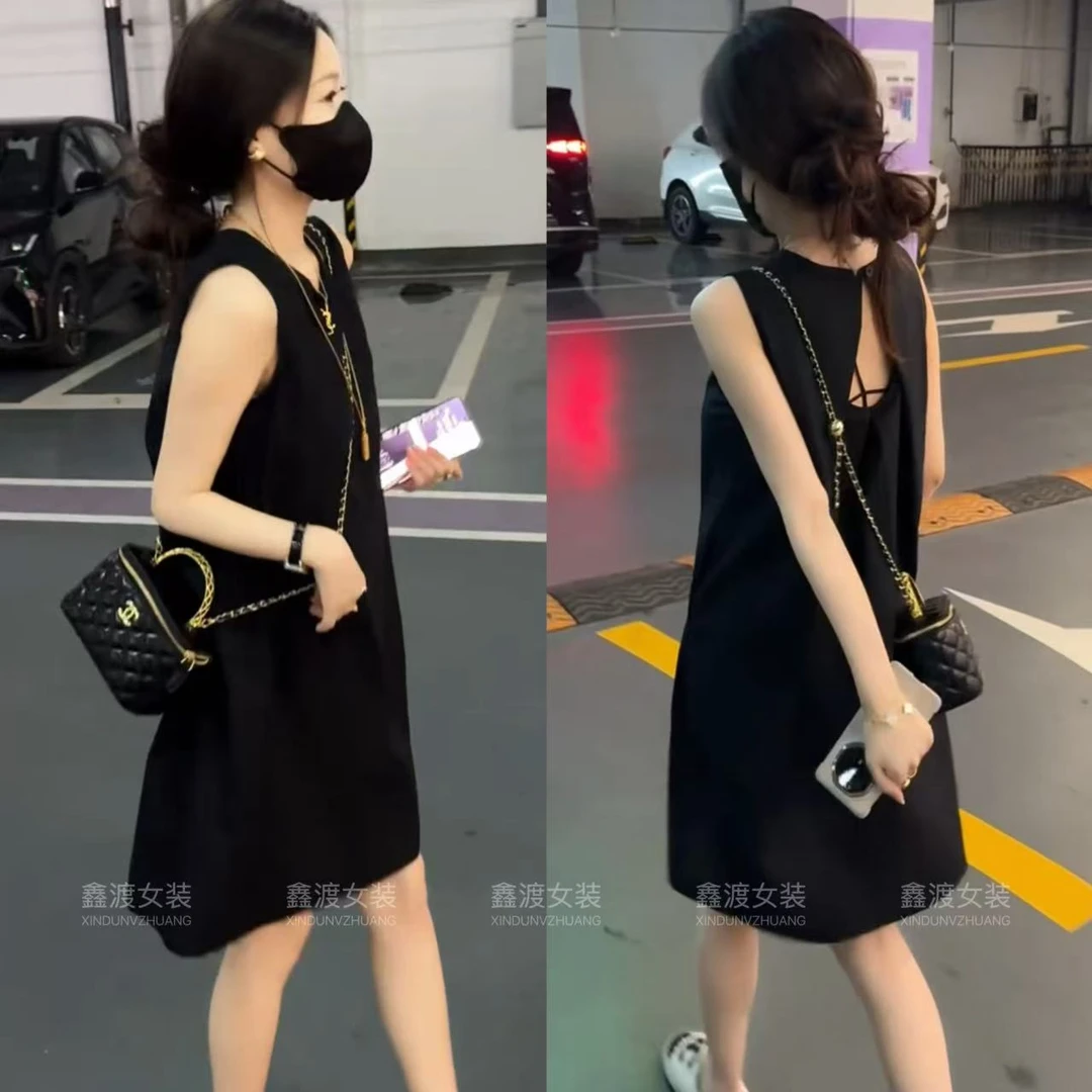 2025夏季新款时尚显瘦气质女士网红洋气连衣裙百搭款D5680