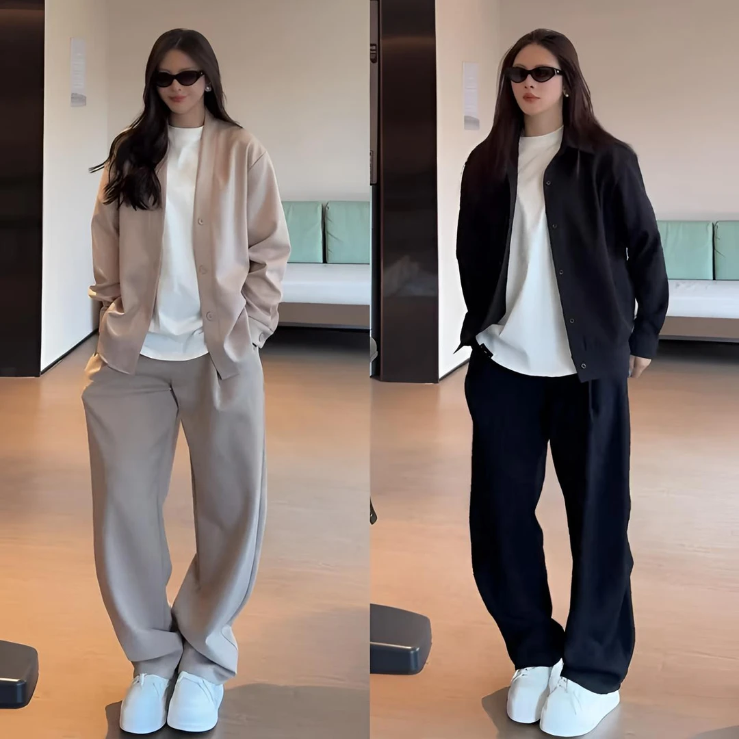 秋季秋装新款男装男士宽松百搭开衫外套显瘦压褶运动休闲裤套装