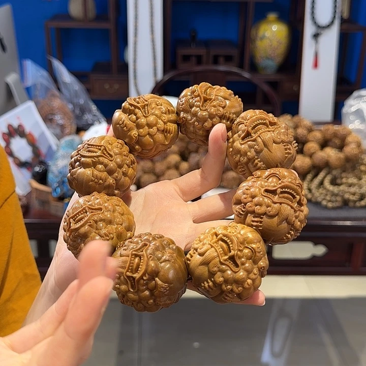 维腊木（绿檀）其他5.0貔貅单圈9颗九九归一