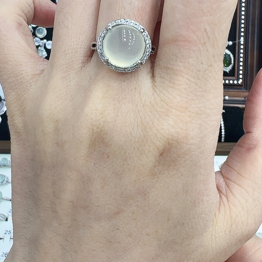 蛇纹石玉合金戒指