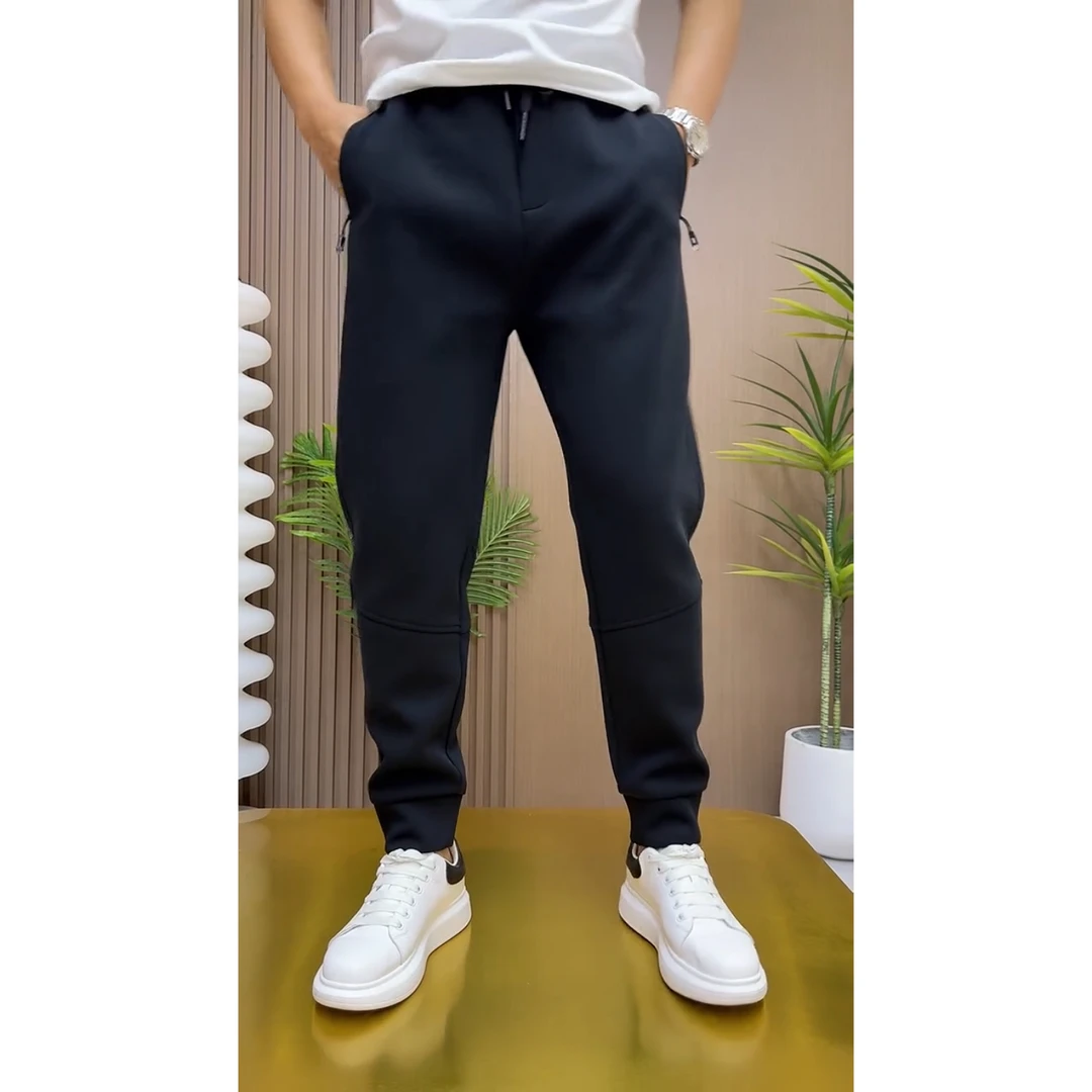 秋冬男装休闲裤加绒运动裤刺绣立体剪裁百搭长裤