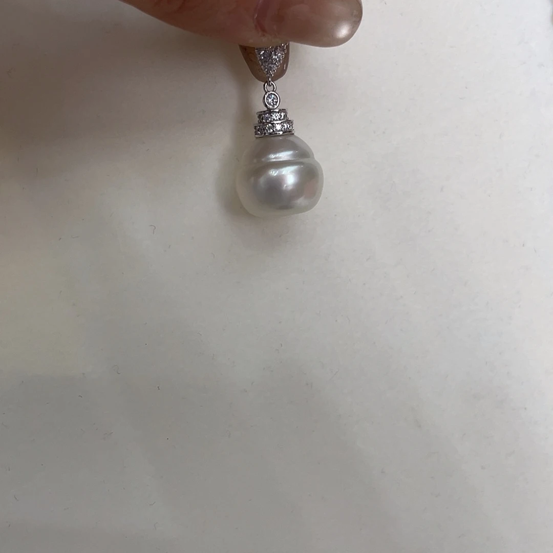 吊坠(不含链)银S925镶嵌海水珍珠