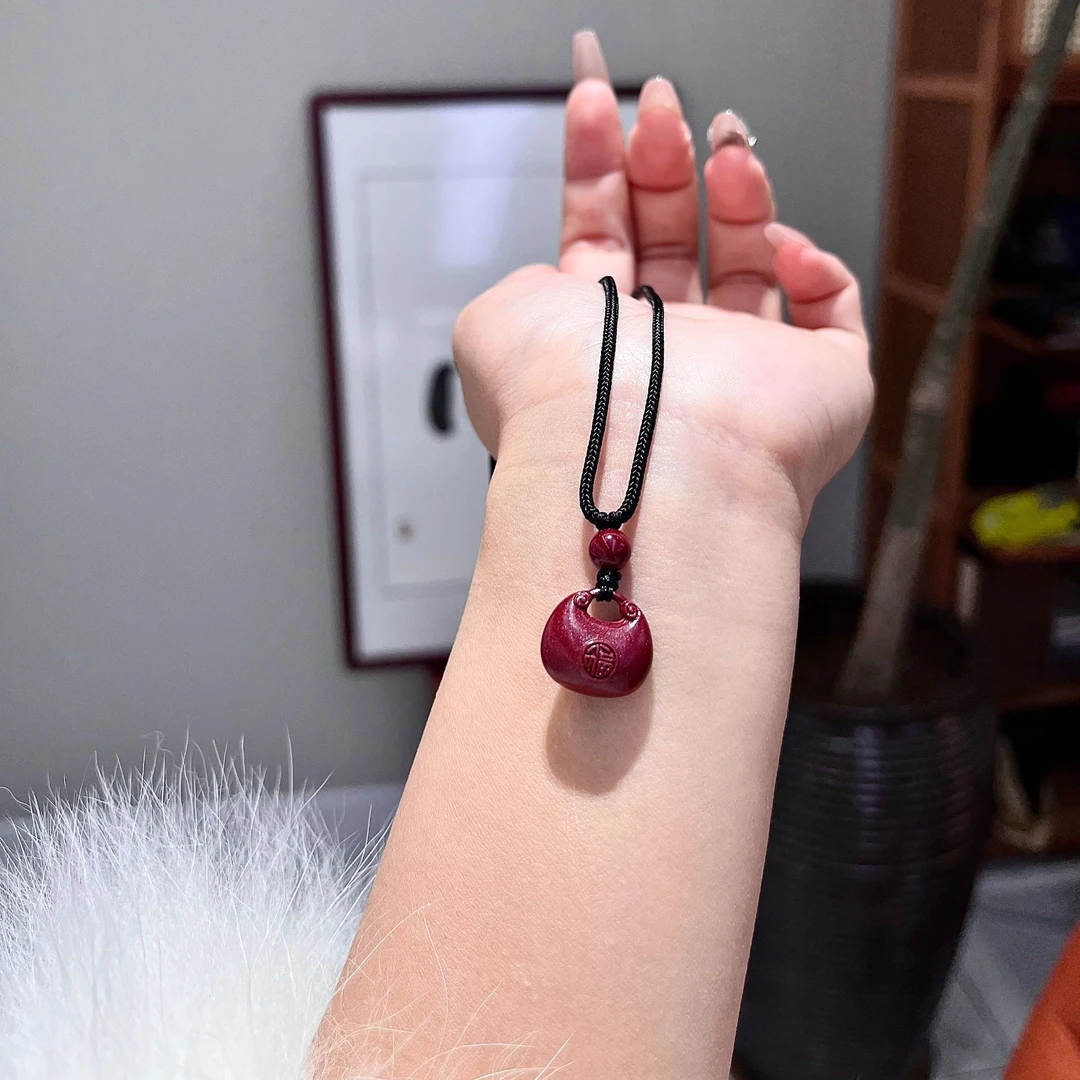 含辰砂工艺品高含量紫金砂朱砂小胖福吊坠项链女精美饰品礼物