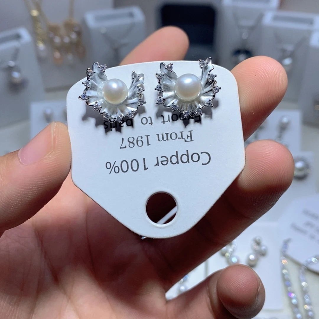 银S925镶嵌耳饰淡水珍珠