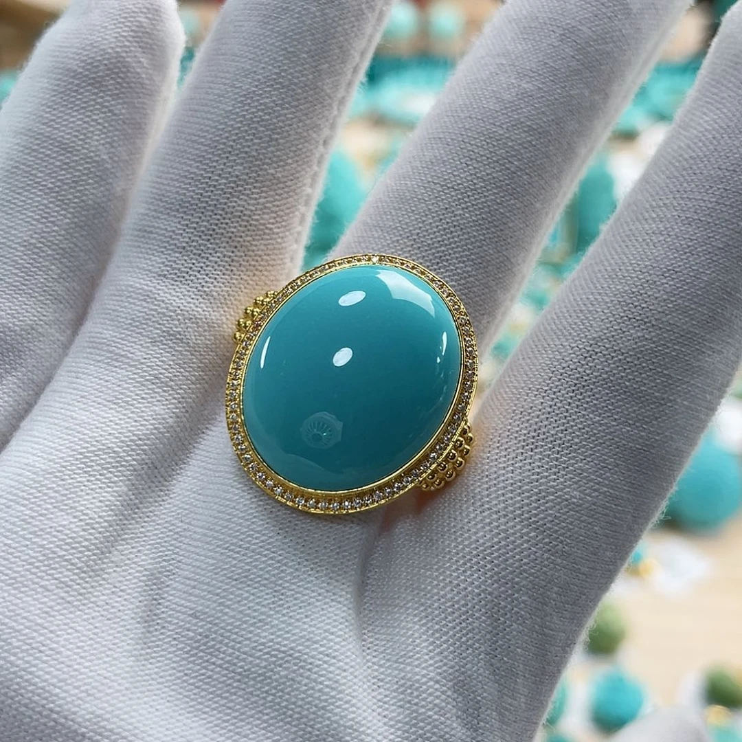 绿松石珠宝奇石18K金镶嵌