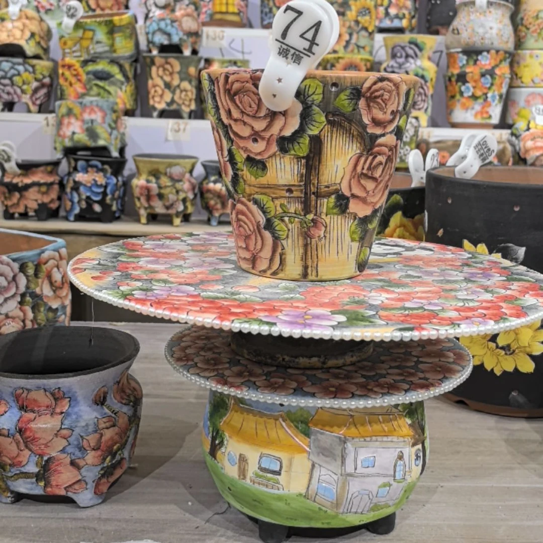 红泥花盆景德镇陶瓷