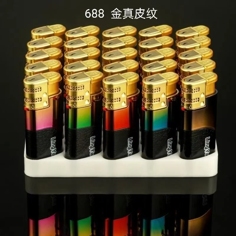 高档打火机充气直冲防风创意个性科技感豪华原装一次性永久金色