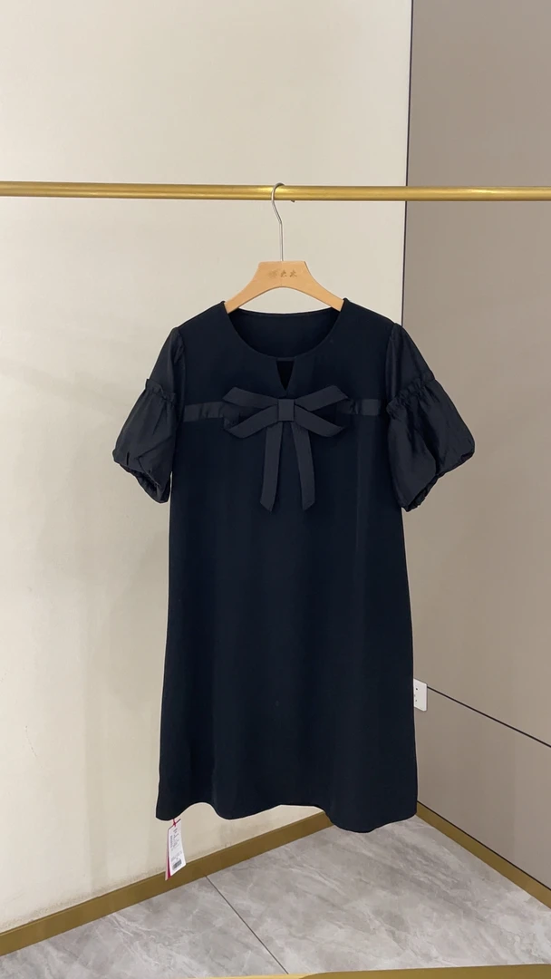 胖人坊蝴蝶结大码连衣裙4472裙长100