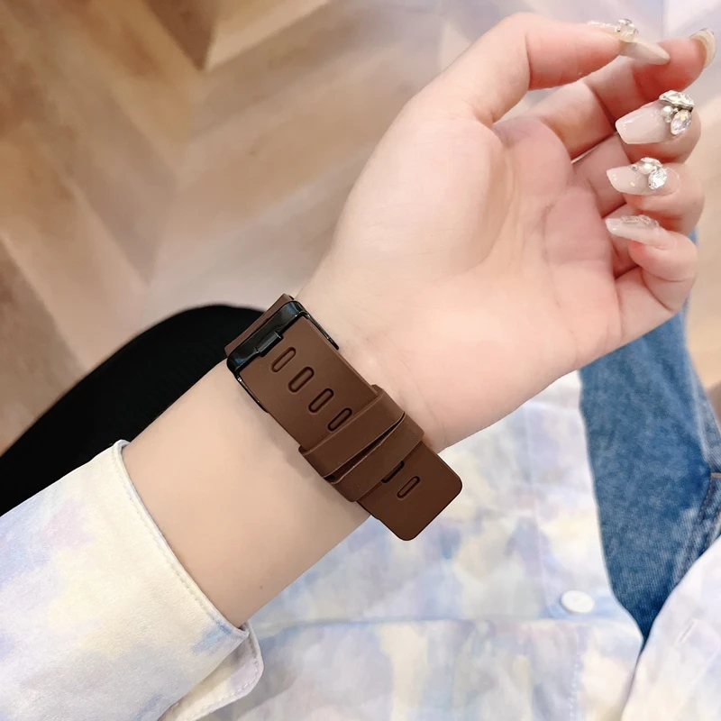 【希可】时尚硅胶手表配件表带适用休闲风手表