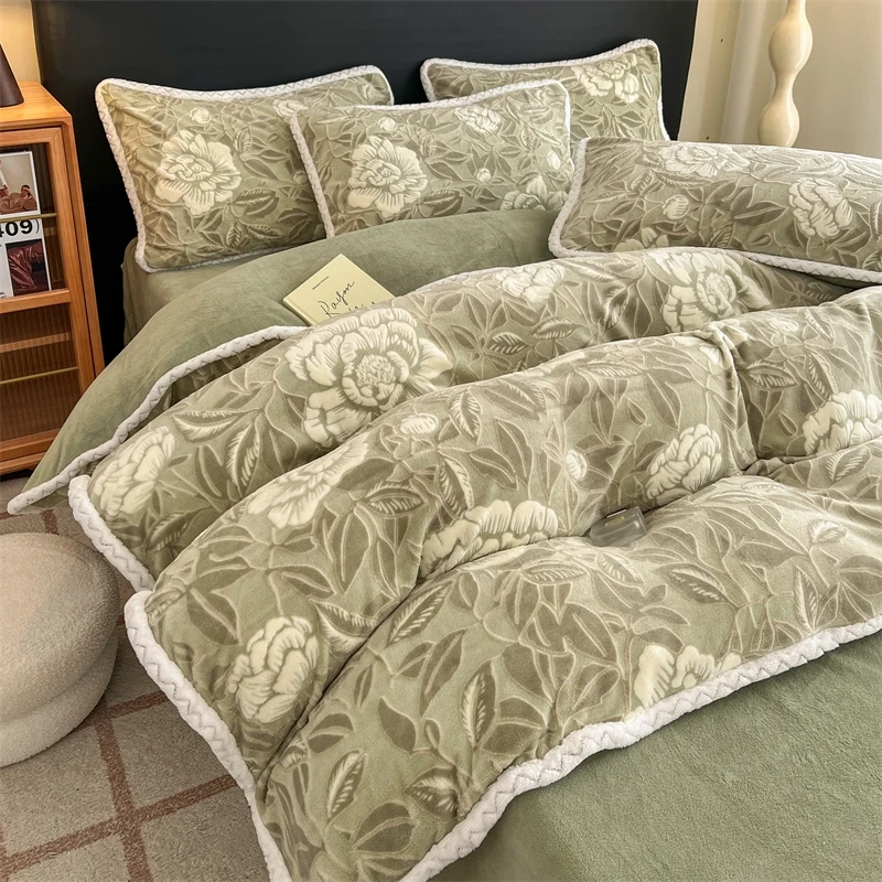 金美家3077立体雕花牛奶绒四件套