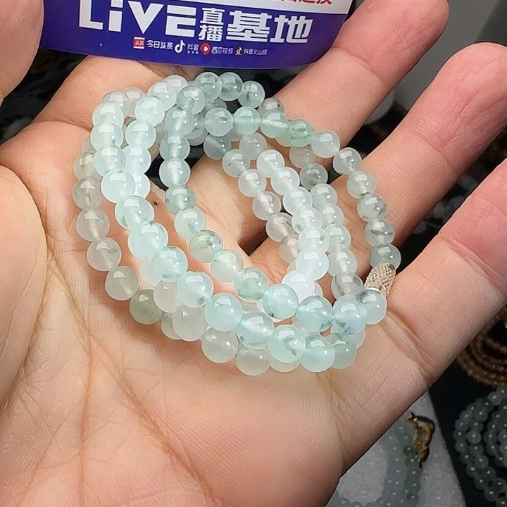 定制翡翠未镶嵌高冰晴绿飘花项链卡5.5