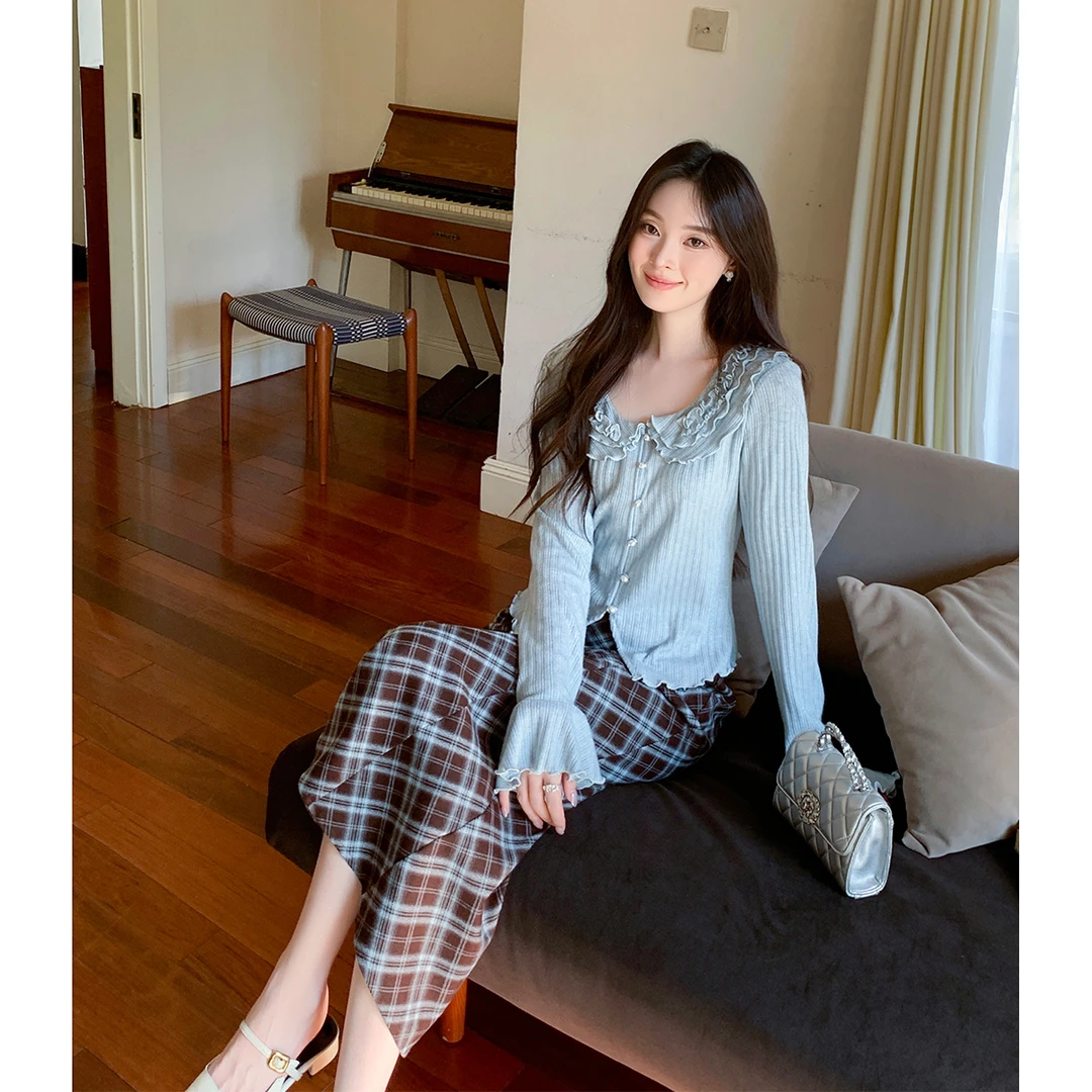 GERTCOREL2026新款春季法式修身显瘦针织衫上衣半裙小香套装女