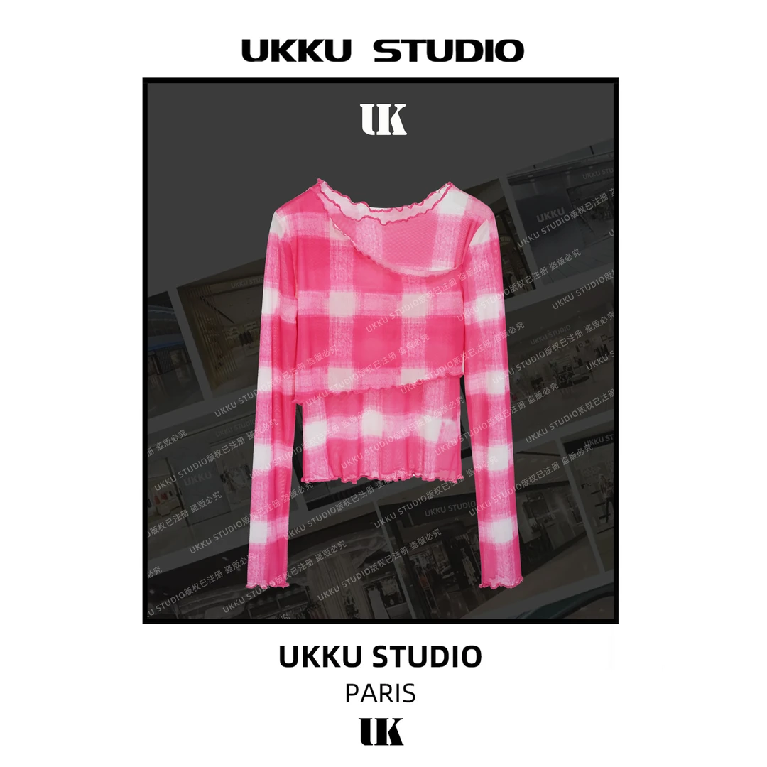 文文【UKKUSTUDIO】休闲长袖修身设计师百搭短款女装气质上衣513844