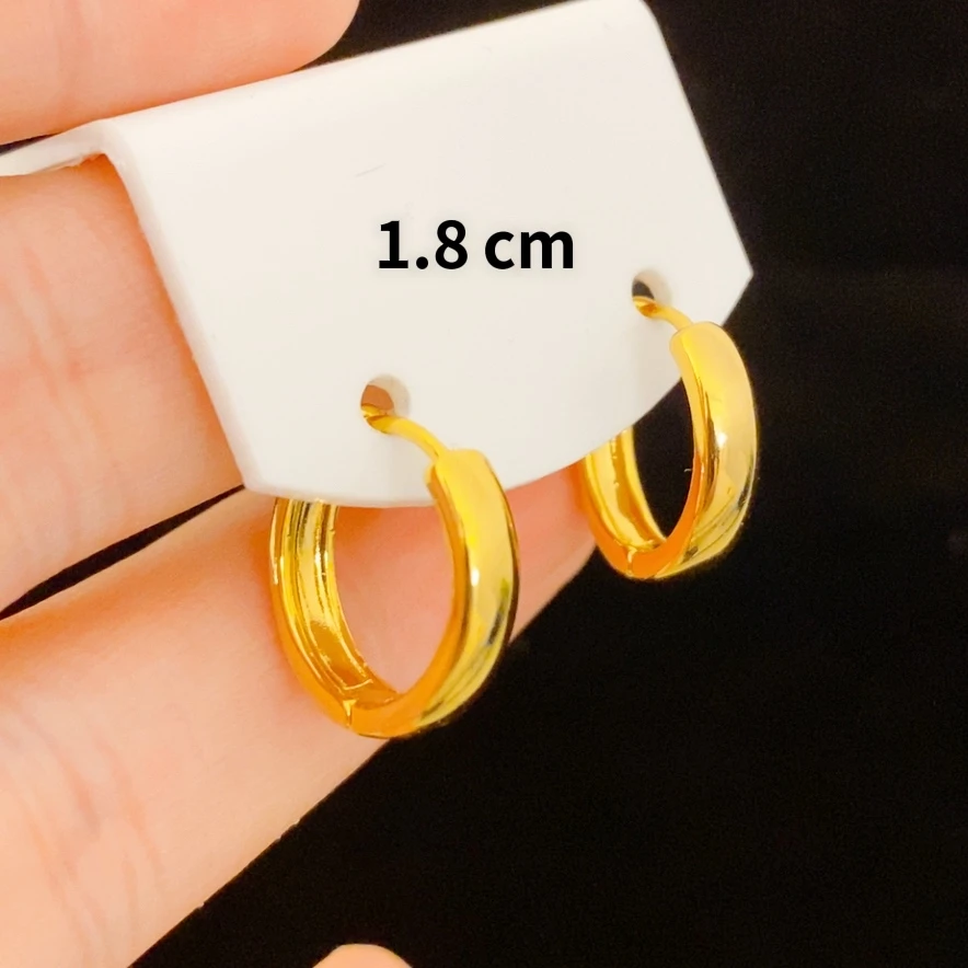 铜合金耳饰 【1.8cm精工加宽光面耳环】气质耳圈女轻奢百搭金色耳饰