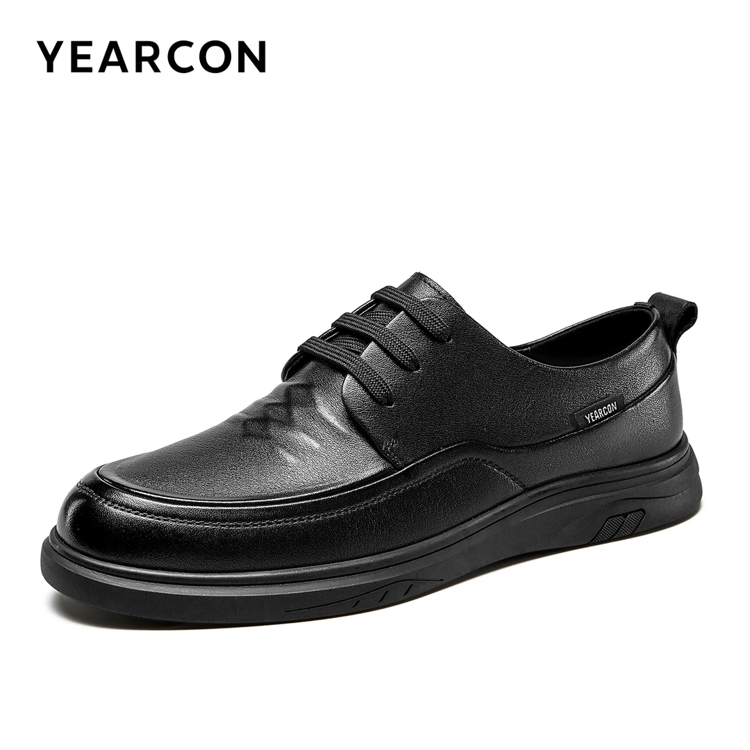 意尔康真皮休闲皮鞋男牛皮软底商务皮鞋男士透气45码46码大码男鞋