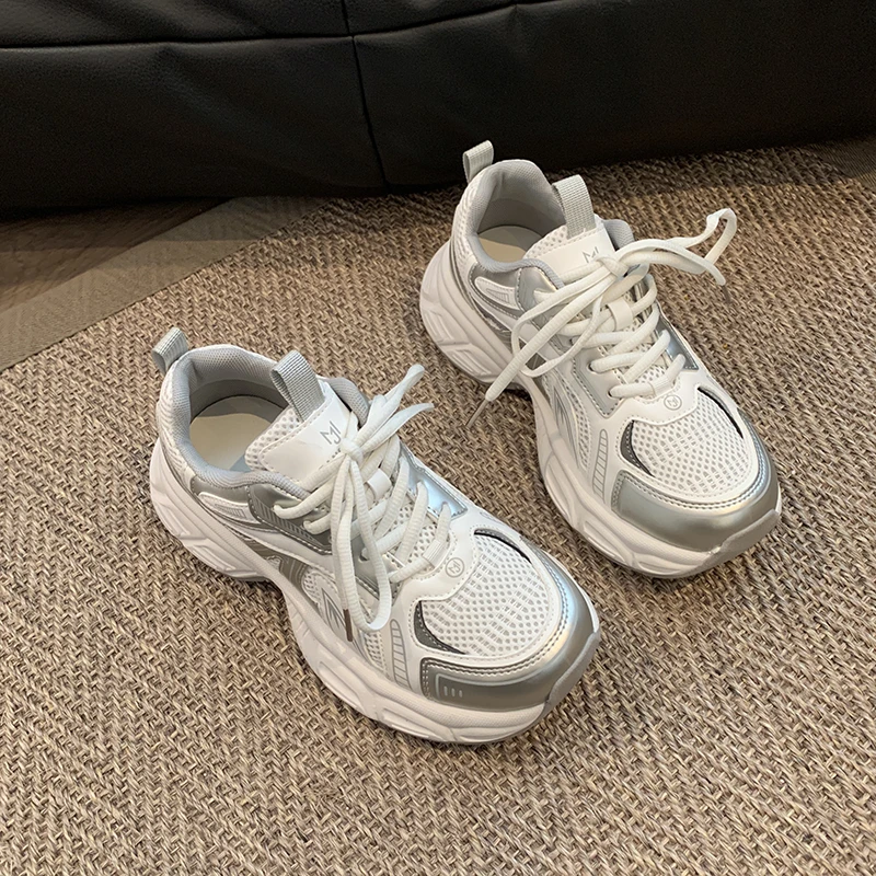 2025春季新款爆款老爹鞋女时尚百搭韩版双网面运动休闲鞋【988-3】