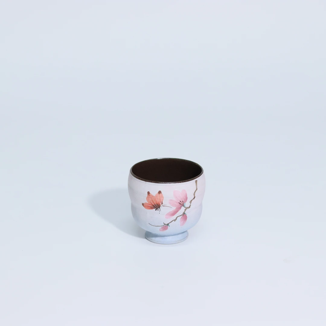 新12085手绘玉兰系列高足葫芦杯