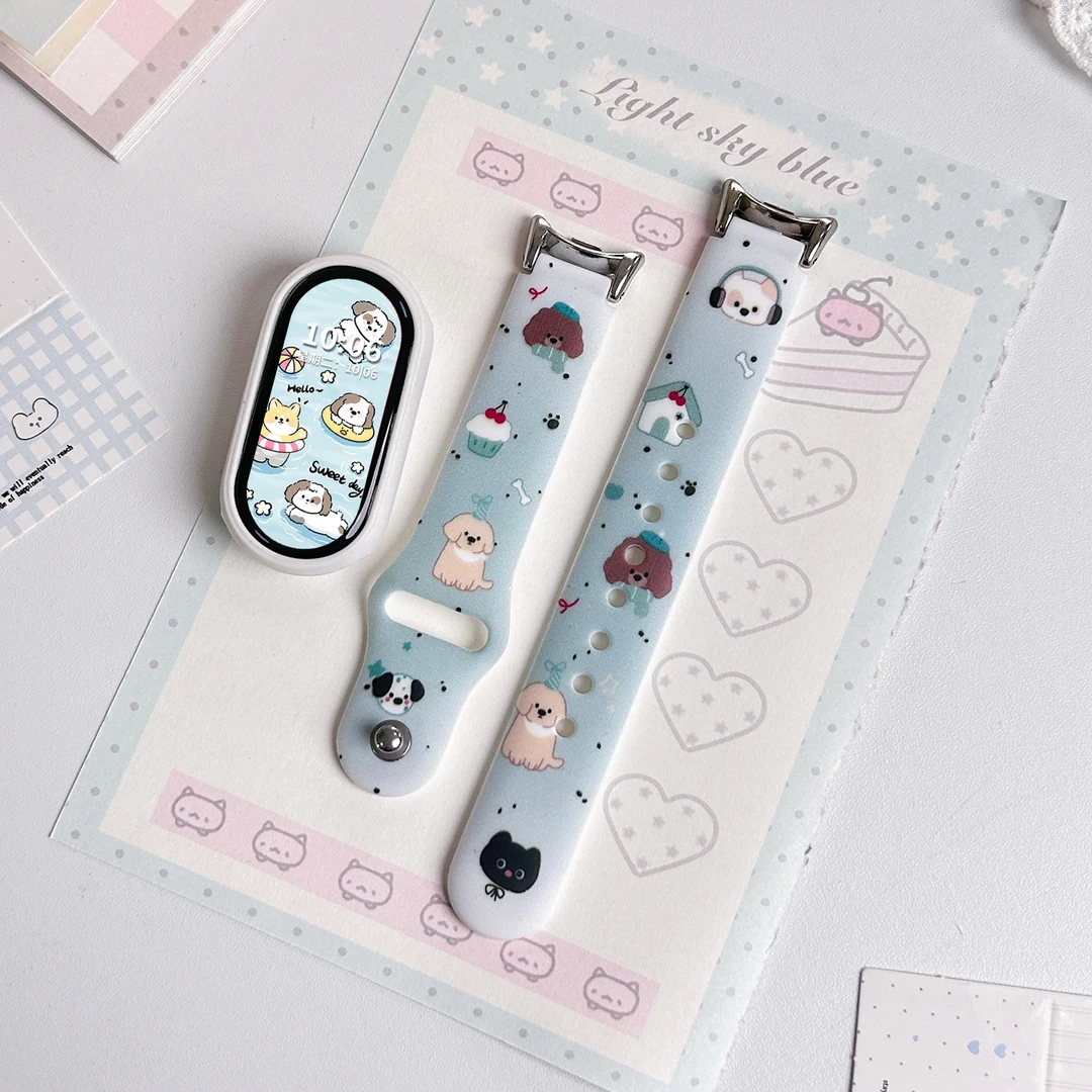 【曼波小狗】适用小米手环10表带9可爱反扣硅胶7/6/5/4/3NFC版腕带