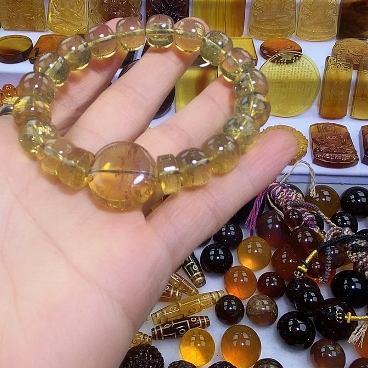 琥珀未镶嵌吊坠(不含链)天然缅甸琥珀雨花手串