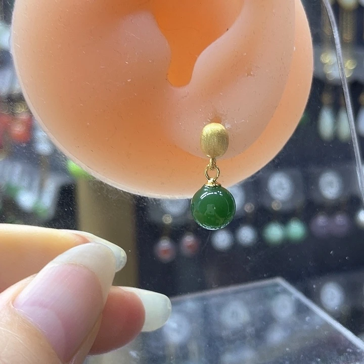银S925镶嵌和田玉耳饰